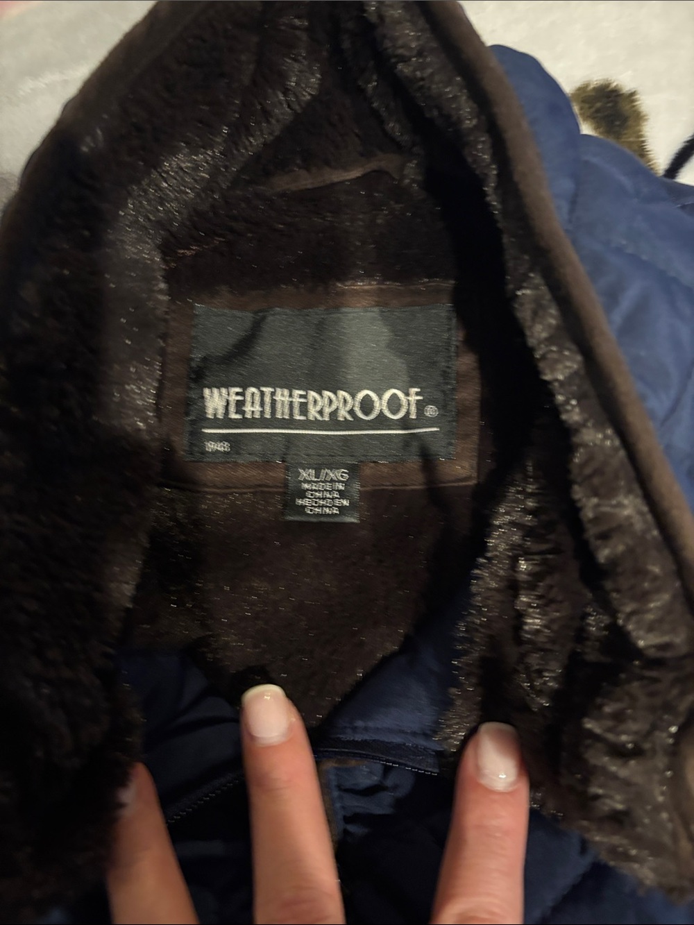 Navy Vest with Brown Trim - Picture 2 of 3